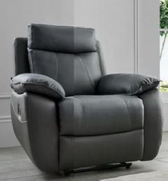 Decadence Leather 1 Seater Sofa - Dark Grey 