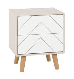 Dixie 2 Drawer Bedside - Dusty Grey/White