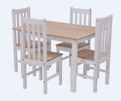 Ellingham Dining Table with 4 Chairs - White/Wax