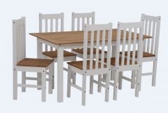 Ellingham Dining Table with 6 Chairs - White/Wax