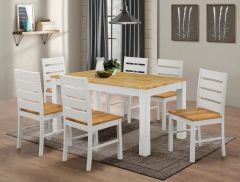 Fairmont White Dining Set with 6 Chairs Natural & White