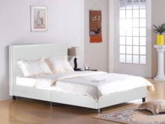 [OLD] Fusion Leather Small Double Bed 4ft - White