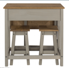 Corona Breakfast Drop Leaf Table & 2 Stools - Grey