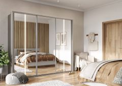 Harlem Mirrored Sliding Wardrobe 2.5m - Grey Sliderobes