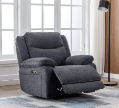 Herbert Fabric 1 Seater Power Recliner Sofa - Dark Grey