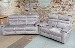 Byrne Fabric Recliner Suite 3+2 - Silver