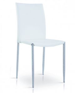 Iris PU Chair White & Chrome