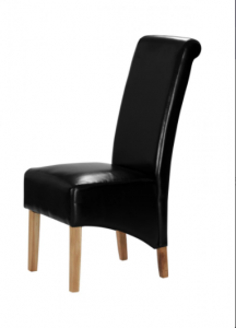 Kelsey Bonded Leather Chair Solid Oak Leg - Black
