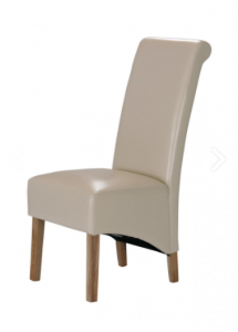 Kelsey Bonded Leather Chair Solid Oak Leg - Cream