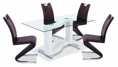 Kingsway High Gloss Dining Table White with Clear Glass Top