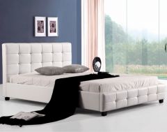 Lattice Pu Double Bed 4'6ft - White