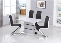 Leona Small High Gloss Dining Table - White & Black