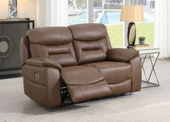 Leroy 2 Seater Recliner Sofa - Chestnut