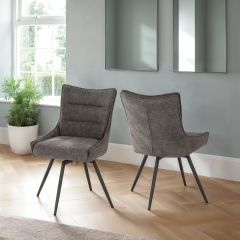 Lewis Swivel Chair (2 Per Box) - Grey Fabric