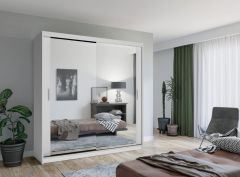 Luxxe Sliding Wardrobe 203cm - White Gloss
