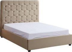 Madison Ottoman 4'6" Bed - Fawn Velvet Fabric