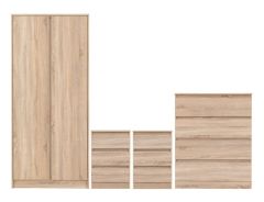 Malvern 2 Door Wardrobe Bedroom Set - Sonoma Oak
