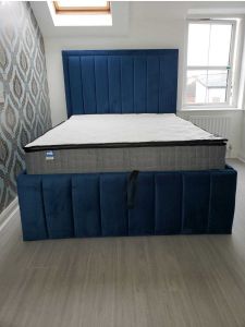Milan Fabric Double Bed 4ft 6in - Plush Blue