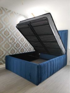 Milan Fabric Ottoman King Size Bed 5ft - Plush Blue