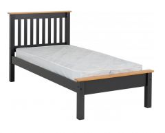 Monaco Single 3ft Bed Low Foot End - Grey/Oak Effect