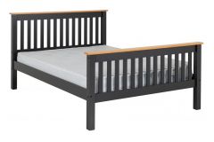 Monaco King Size 5ft Bed High Foot End - Grey/Oak Effect