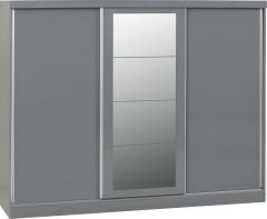 Nevada 3 Door Sliding Wardrobe - Grey Gloss Sliderobes