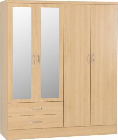 Nevada 4 Door 2 Drawer Wardrobe - Sonoma Oak Effect