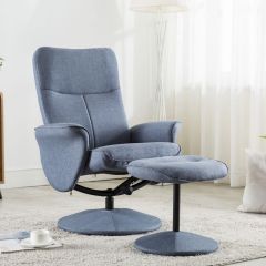 Natalia Lounge Chair & Stool - Blue