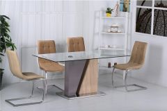 Olivia Glass Dining Table Champagne & Natural