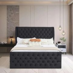 Oxford wingback fabric lined 5ft Black Plush