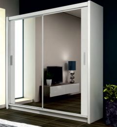 Paris 1.6m Sliding Wardrobe - White with LED