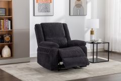Perth Fabric 1 Seater Recliner Chair - Charcoal 