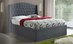 Peyton Storage Double Bed 4ft 6in - Grey Velvet