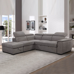 Prague Sectional with Pull Out Sofa Bed / Ottoman CC2 - Dark Grey