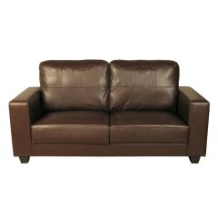 Queensbury Faux Leather 3 Seater Sofa - Brown
