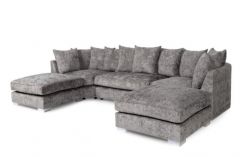 Repton U Shaped Fabric Corner Sofa - Grey