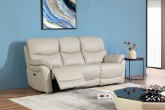 Ricardo Leather 3 Seater Recliner - Light Grey