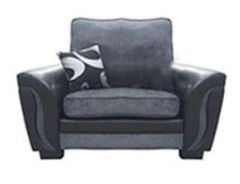 Rio Fabric Fixed 1 Seater Sofa - Grey / Black