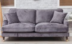 Rupert Fabric 3 Seater Fixed Sofa - Steel