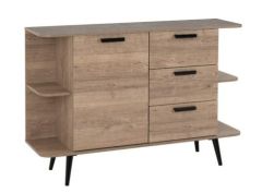 Saxton 1 Door 3 Drawer Sideboard - Mid Oak Effect/Grey