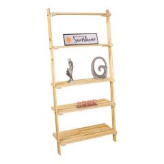 Natural Wood Ladder Shelf Unit