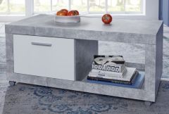 Rolling Coffee Table - Cement Grey/White