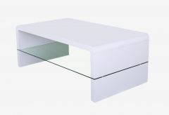 Vala High Gloss Coffee Table with Glass Shelf White