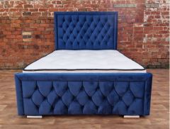 Vienna Fabric Small Double Bed 4ft - Plush Blue