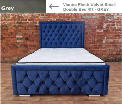 Vienna Plush Velvet Small Double Ottoman Bed 4ft - Grey