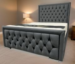 Vienna Fabric Double Bed 4ft 6in - Plush Charcoal