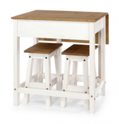 Corona Breakfast Drop Leaf Table & 2 Stools - White