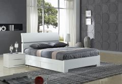 Widney Double Bed with 4 Drawers - White High Gloss
