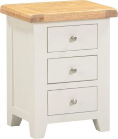 Windsor 3 Drawer Bedside - Ivory/Oak