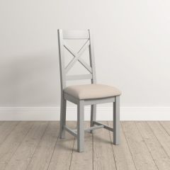 Windsor Cross Back Chair (Box of 2) – Pebble Grey/Oat Fabric